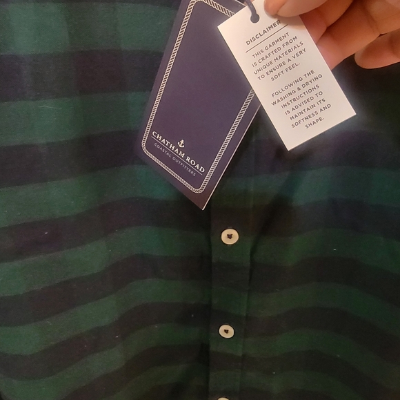 NWT Chatham Road Mens Sz M Green Navy Plaid Shirt Preppy - Picture 5 of 7